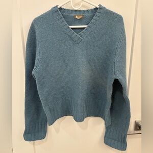 J. Crew Teal Wool Fisherman Knit Sweater Size XL
